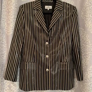 Valentino Women's Black & Gold Striped Blazer